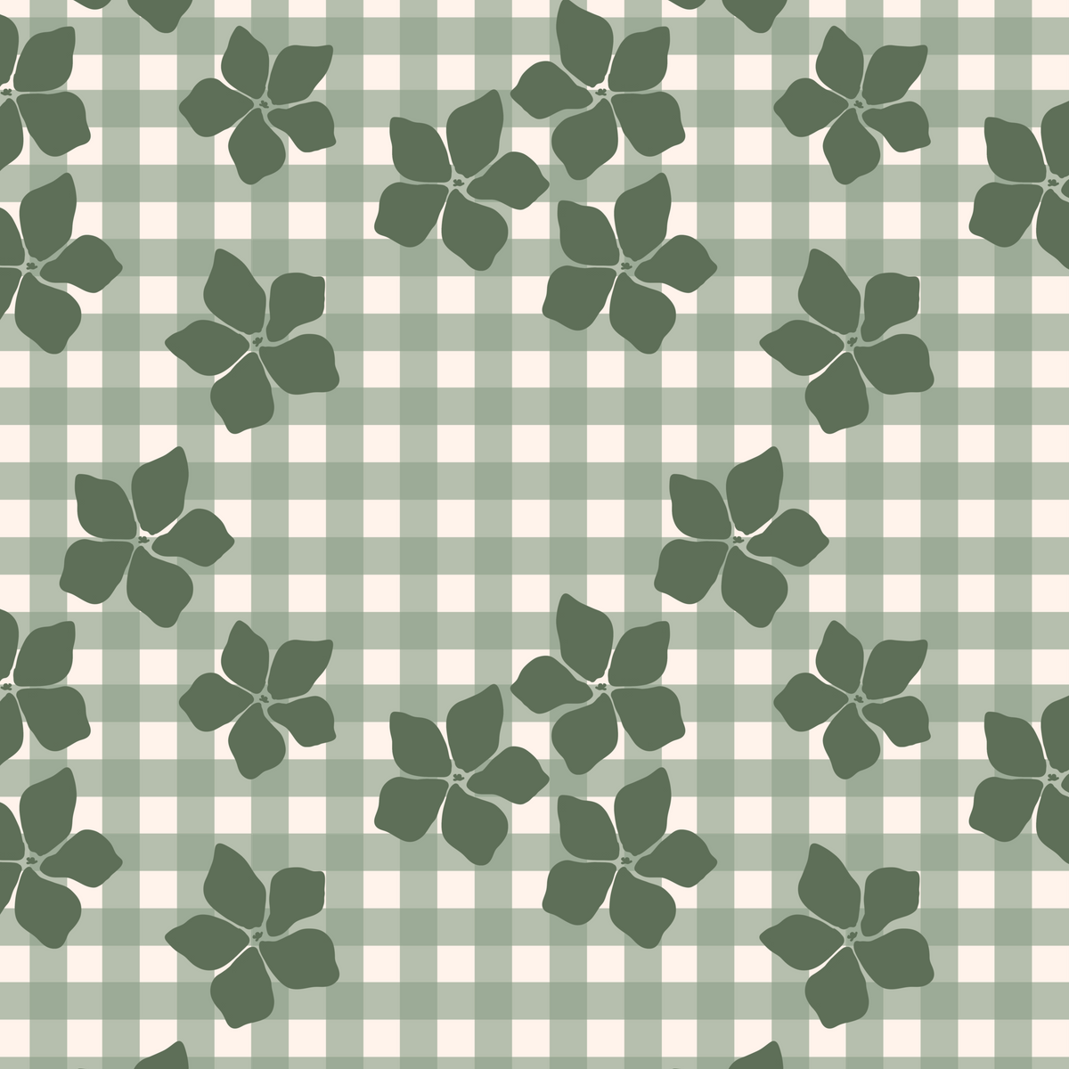 Gingham Plumeria Repeat Surface Pattern