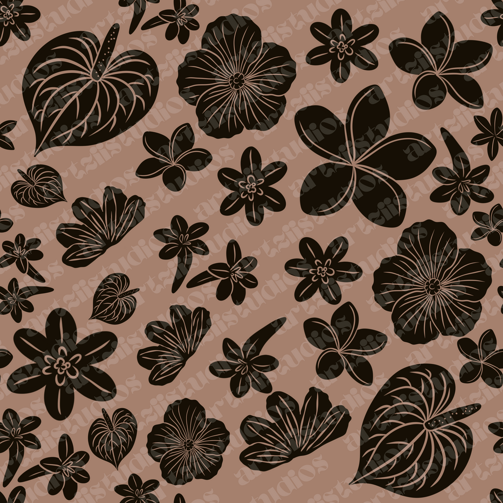 Multi Flower Repeat Surface Pattern for iloveyoufromheretokauai