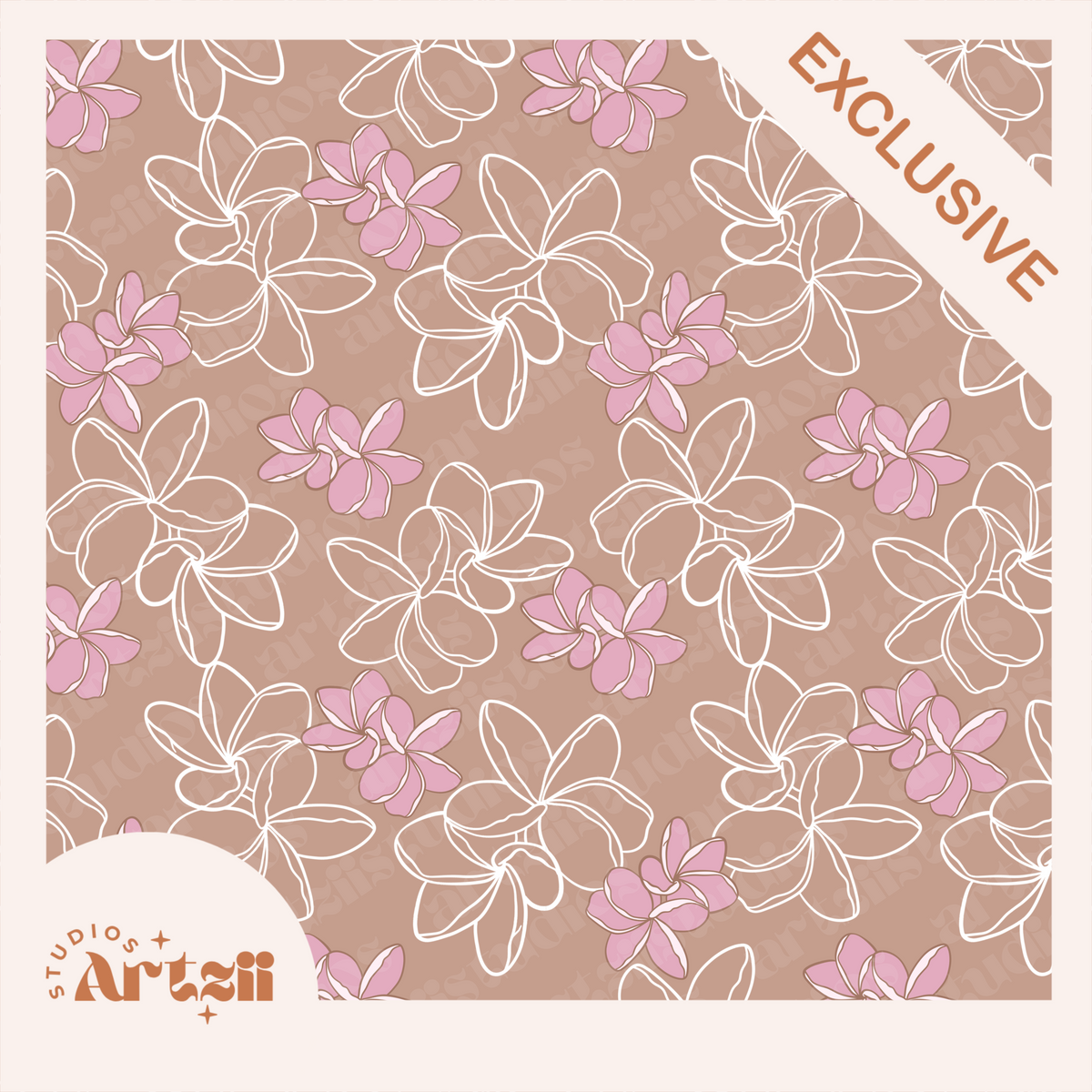Plumeria Fantasy Repeat Surface Pattern #53