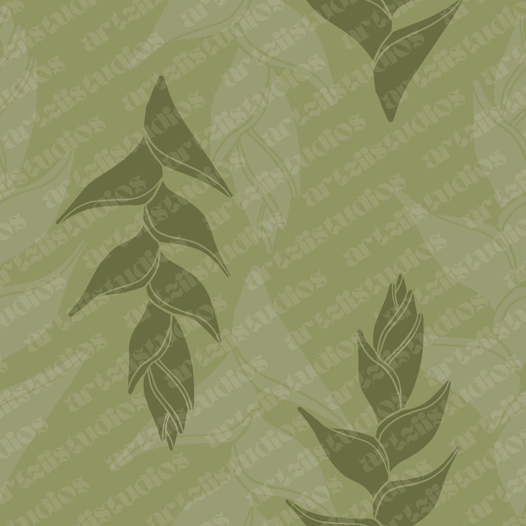 Tiare, Plumeria, Gardenia, Heliconia, and Hibiscus Surface Pattern for Kailanaho
