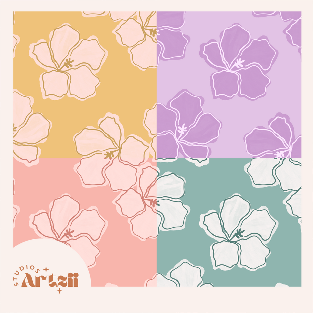 Watercolor Hibiscus Repeat Surface Pattern #78