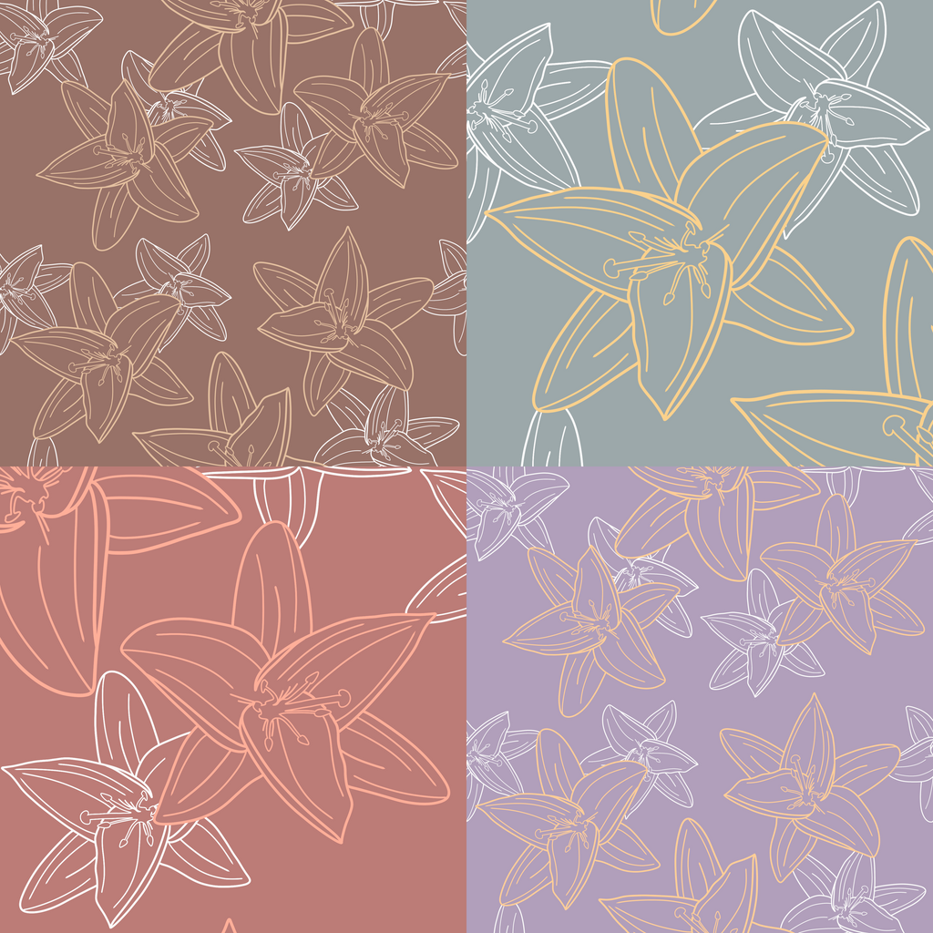 White Lilies Repeat Surface Pattern